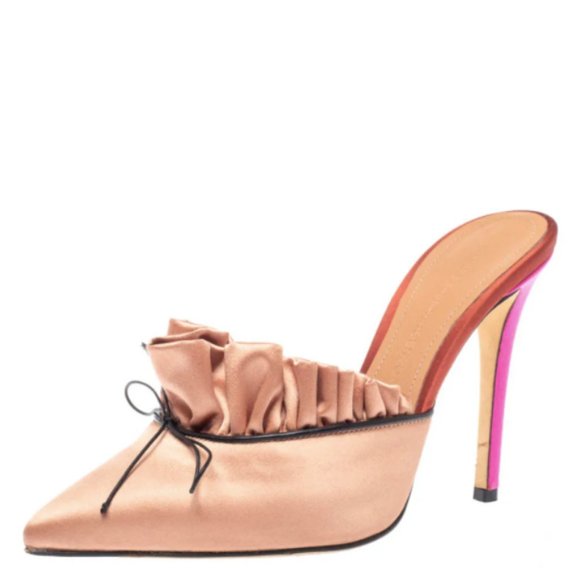 Marco De Vincenzo Satin Ruffle Mules - Picture 1 of 7